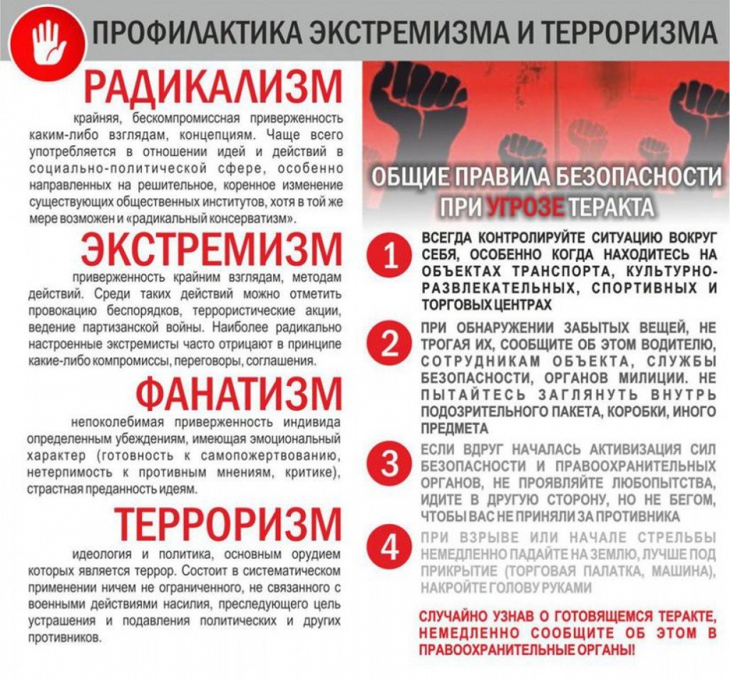 Профилактика экстремизма и терроризма.